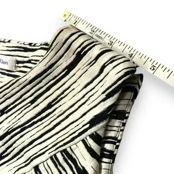 Calvin Klein Sleeveless Black and White Striped Stretch Bodycon Dress - Picture 15 of 16
